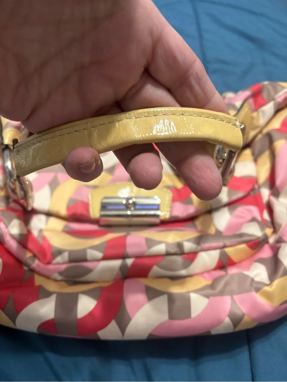 Coach Multi-Color Geometric Hobo Bag - Pink, Yellow & Red